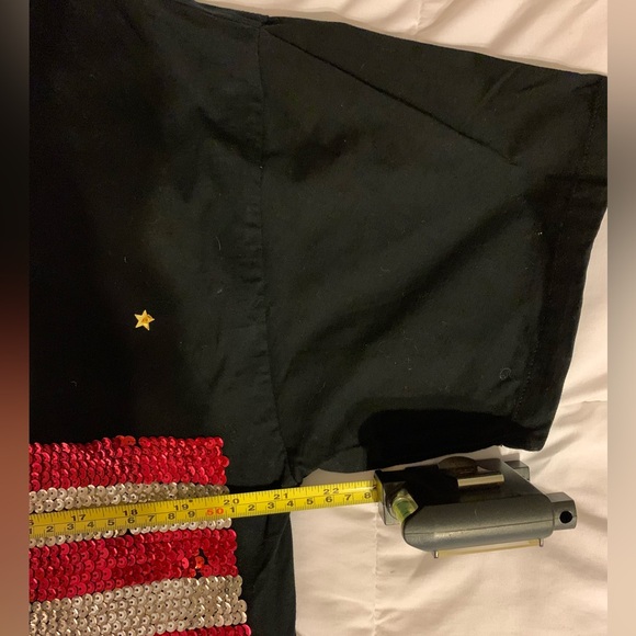 Vintage Bali Chic Sequin America Flag Shirt Patriotic 90s Y2K July 4th One Size - Picture 9 of 11